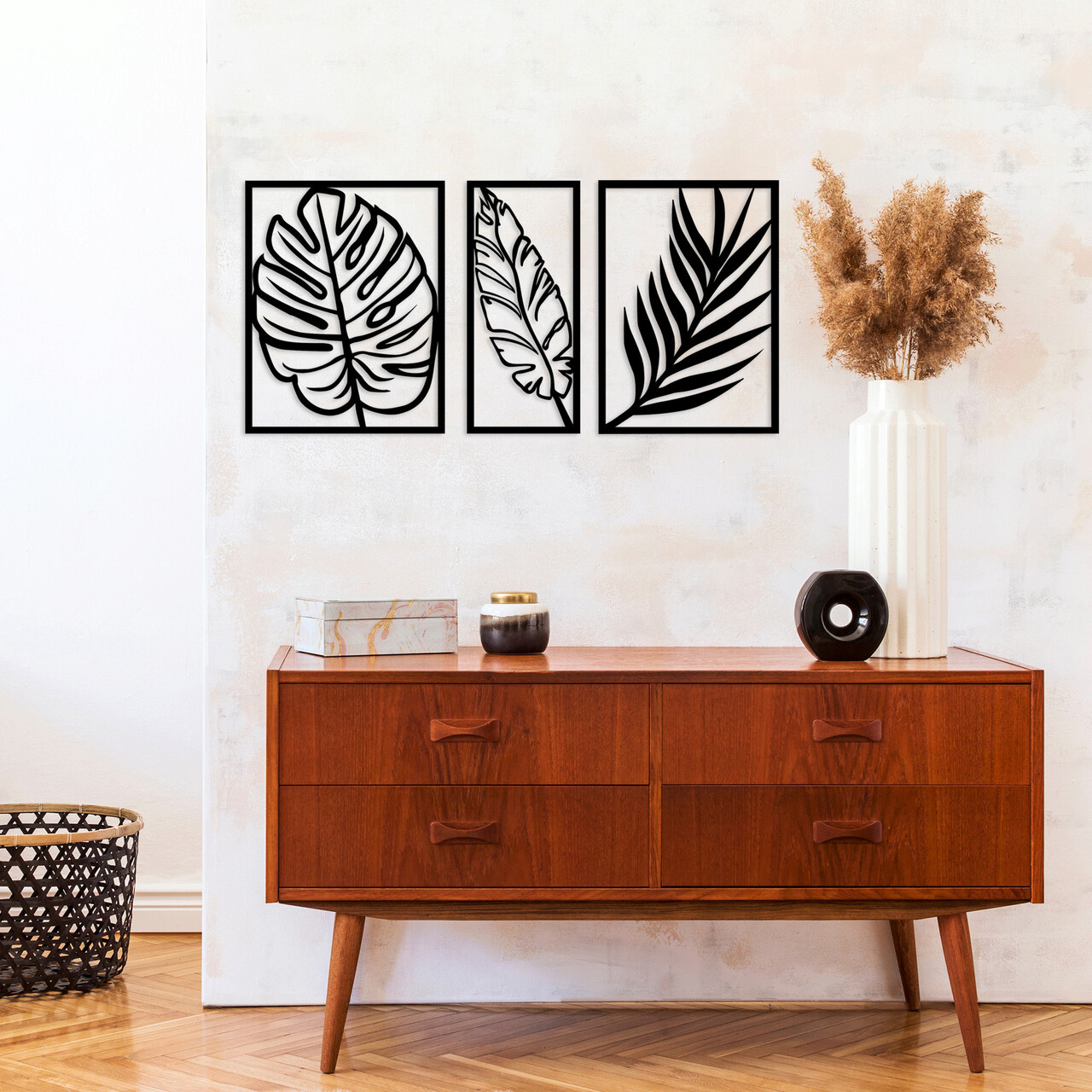 Decoratiune de perete, Leaf 2, Dimensiune: 80 x 38 cm, Negru - imagine 4